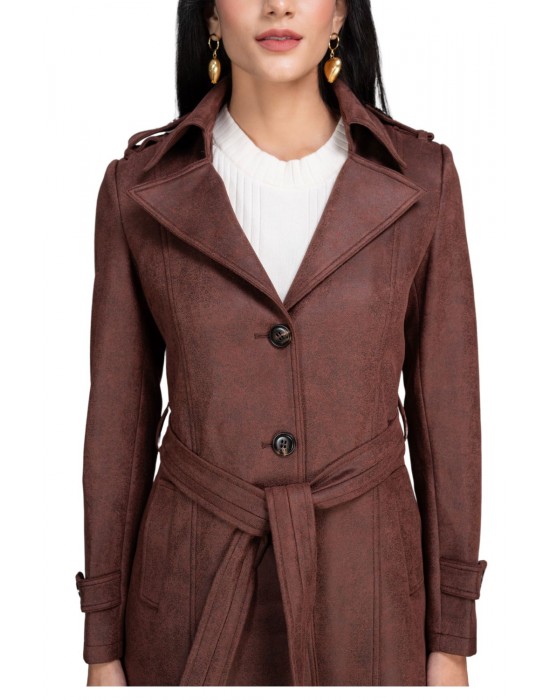 Women Coat Cinnamon with belt